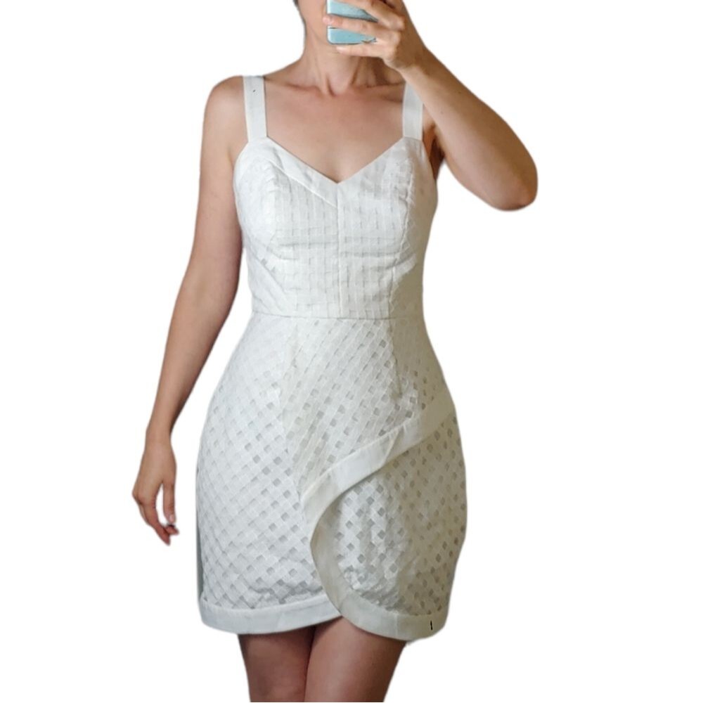 Adelyn Rae white ivory lace eyelet sleeveless dress faux wrap size Small